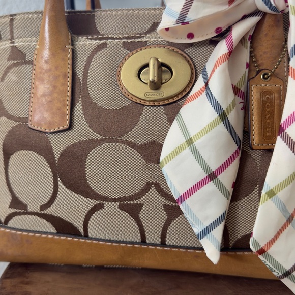 Coach Brown and Tan Signature Tote Bag - Picture 3 of 8